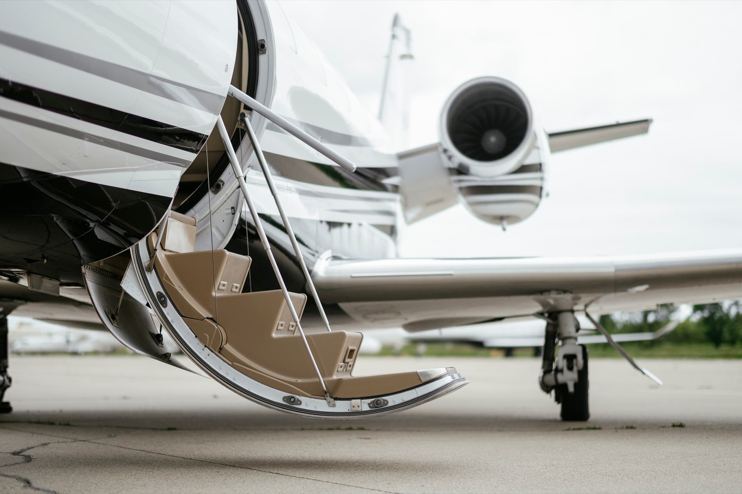 FFGR private jet on the tarmac at dusk
